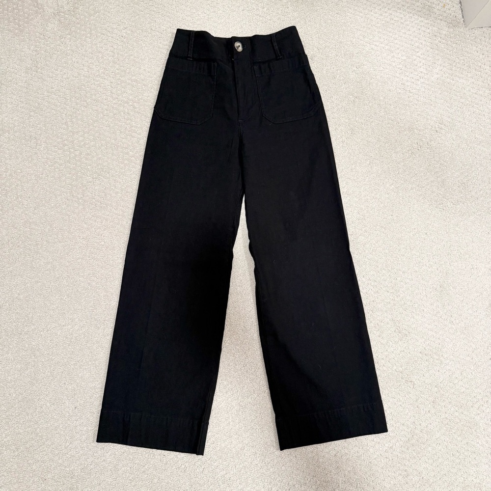 Maeve Colette Magic Fabric Crop Wide-Leg Pants Black Size 24 - Picture 4 of 7